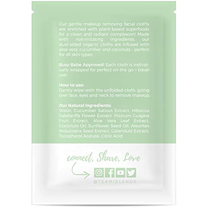 teami ORGANIC MAKEUP REMOVER CLOTHS - 24 INDIVIDUALLY WRAPPED TOWELETTES IN EACH PACK - Image 2